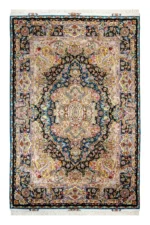 Persian hand-knotted Tabriz rug in 60 Raj quality with salaari floral medallion design, made of wool and silk – Parsa Rugs