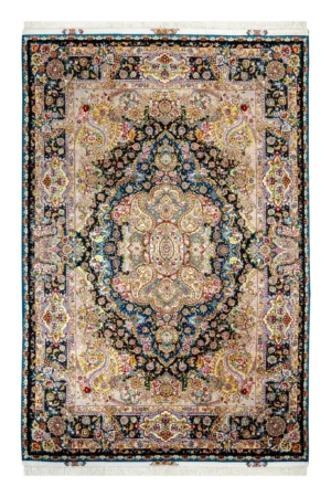 Persian hand-knotted Tabriz rug in 60 Raj quality with salaari floral medallion design, made of wool and silk – Parsa Rugs