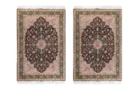 Pair of hand-knotted Persian Heris rugs from Tabriz, woven in fine wool and silk, 6 sqm each sold by Parsa Rugs.