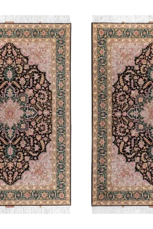 Pair of hand-knotted Persian Heris rugs from Tabriz, woven in fine wool and silk, 6 sqm each sold by Parsa Rugs.