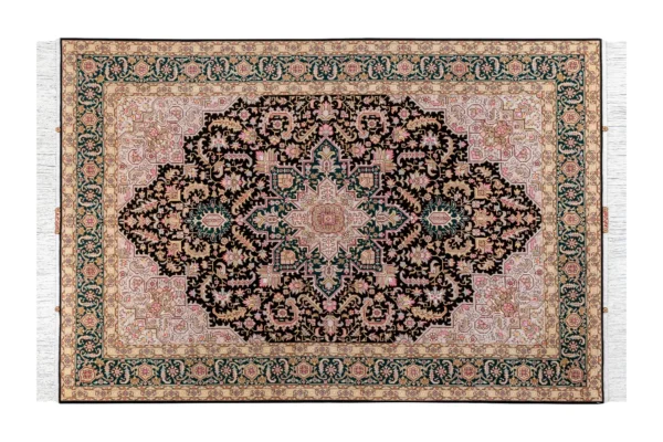 Pair of hand-knotted Persian Heris rugs from Tabriz, woven in fine wool and silk, 6 sqm each sold by Parsa Rugs.