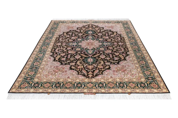 Pair of hand-knotted Persian Heris rugs from Tabriz, woven in fine wool and silk, 6 sqm each sold by Parsa Rugs.