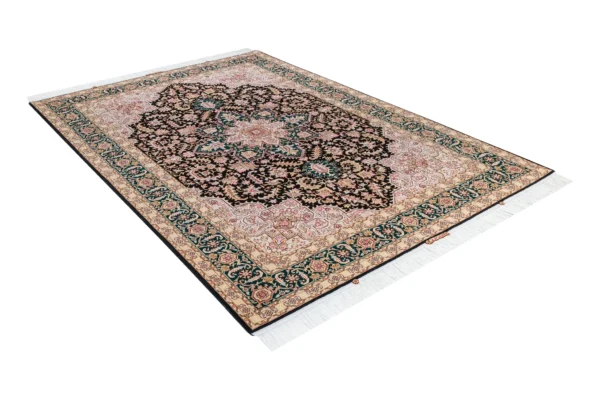 Pair of hand-knotted Persian Heris rugs from Tabriz, woven in fine wool and silk, 6 sqm each sold by Parsa Rugs.