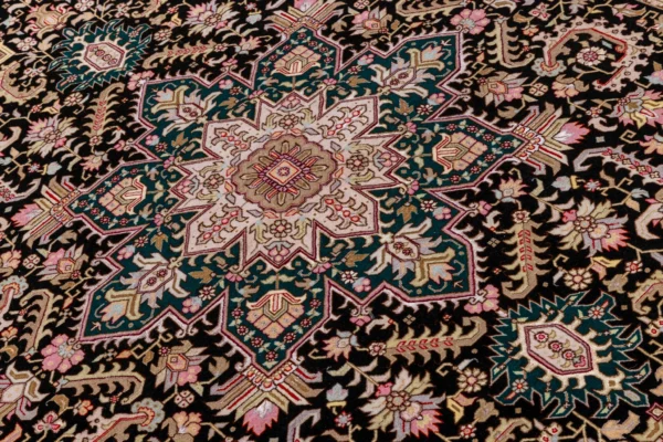 Pair of hand-knotted Persian Heris rugs from Tabriz, woven in fine wool and silk, 6 sqm each sold by Parsa Rugs.