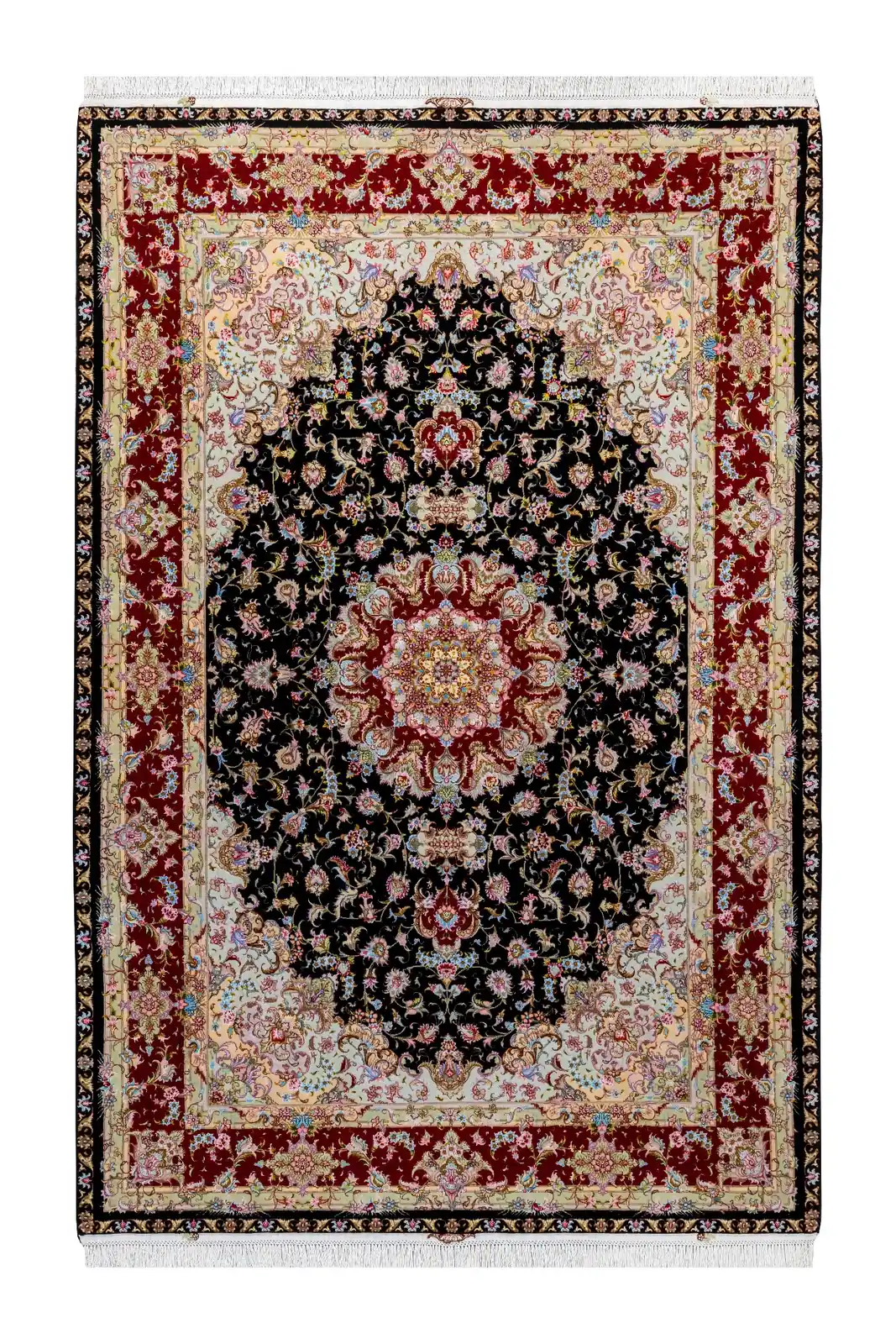 iranian-authentic-tabriz-hand-knotted-olia-6sqm-924-0 Tabriz Olia Persian rug, hand-knotted in Iran, burgundy & black by Parsa Rugs, fine wool & silk, 6 sqm