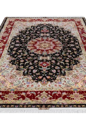 Tabriz Olia Persian rug, hand-knotted in Iran, burgundy & black by Parsa Rugs, fine wool & silk, 6 sqm