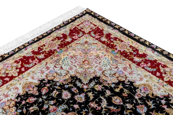 Tabriz Olia Persian rug, hand-knotted in Iran, burgundy & black by Parsa Rugs, fine wool & silk, 6 sqm