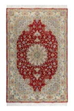 Authentic Persian Tabriz Olia rug in burgundy and ivory, hand-knotted in fine wool and silk, 6 sqm by Parsa Rugs