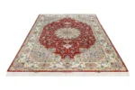 Authentic Persian Tabriz Olia rug in burgundy and ivory, hand-knotted in fine wool and silk, 6 sqm by Parsa Rugs
