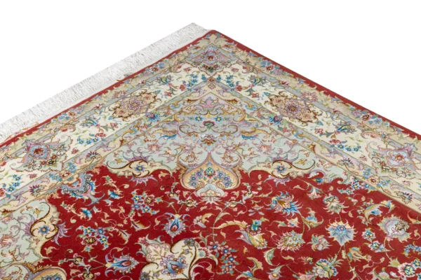 Authentic Persian Tabriz Olia rug in burgundy and ivory, hand-knotted in fine wool and silk, 6 sqm by Parsa Rugs
