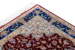 Parsa Rugs Persian Tabriz Olia rug, hand-knotted in wool and silk with sapphire blue border and burgundy medallion design, 3 sqm