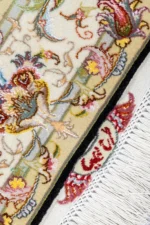 Hand-knotted Persian Tabriz rug in Olia design by Parsa Rugs, featuring black field with ivory border and intricate floral medallion – approx. 3 sqm.