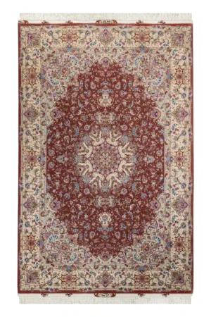 Twin set of hand-knotted Persian Olia rugs from Tabriz in terracotta and ivory tones – fine wool and silk on silk warp (6 sqm each) by Parsa Rugs.