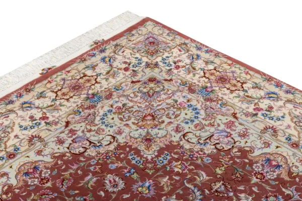 Twin set of hand-knotted Persian Olia rugs from Tabriz in terracotta and ivory tones – fine wool and silk on silk warp (6 sqm each) by Parsa Rugs.