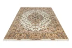 Tabriz Khatibi Persian carpet in ivory and beige, 3×2 m, 6 sqm 60 Raj, silk & wool, handwoven in Iran.