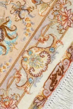 Tabriz Khatibi Persian carpet in ivory and beige, 3×2 m, 6 sqm 60 Raj, silk & wool, handwoven in Iran.