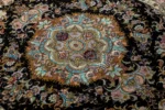 Persian Tabriz Khatibi carpet hand-knotted with floral motif in fine wool and silk, 60 Raj knots, black field