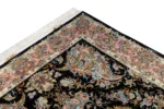 Persian Tabriz Khatibi carpet hand-knotted with floral motif in fine wool and silk, 60 Raj knots, black field