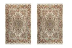 Twin hand-knotted Persian Tabriz Khatibi carpets with floral medallion on ivory background sold by Parsa Rugs