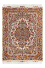 Hand-knotted Tabriz Khatibi Persian carpet in floral motif, 60 Raj, silk and fine wool, 3 sqm