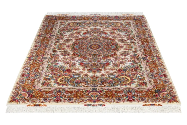Hand-knotted Tabriz Khatibi Persian carpet in floral motif, 60 Raj, silk and fine wool, 3 sqm