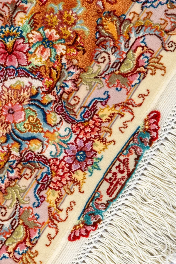 Hand-knotted Tabriz Khatibi Persian carpet in floral motif, 60 Raj, silk and fine wool, 3 sqm