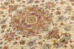 Hand-knotted Persian Tabriz rug with Khatibi floral design, silk warp and wool pile, 55 Raj knots