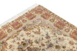 Hand-knotted Persian Tabriz rug with Khatibi floral design, silk warp and wool pile, 55 Raj knots