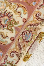 Hand-knotted Persian Tabriz rug with Khatibi floral design, silk warp and wool pile, 55 Raj knots