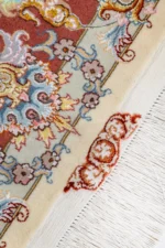 Hand-knotted Persian Tabriz Khatibi rug with intricate floral medallion and red border – 100% wool pile with silk , 55 Raj craftsmanship, 3 sqm