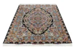 Twin hand-knotted Persian Tabriz carpets with Khatibi floral design, silk warp and wool pile, 55 Raj, 3 sqm each