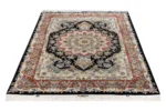 Hand-knotted Persian Tabriz Khatibi silk and wool rug with floral medallion, 60 Raj, 3 sqm
