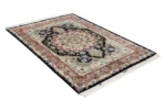 Hand-knotted Persian Tabriz Khatibi silk and wool rug with floral medallion, 60 Raj, 3 sqm