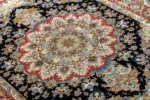 Hand-knotted Persian Tabriz Khatibi silk and wool rug with floral medallion, 60 Raj, 3 sqm