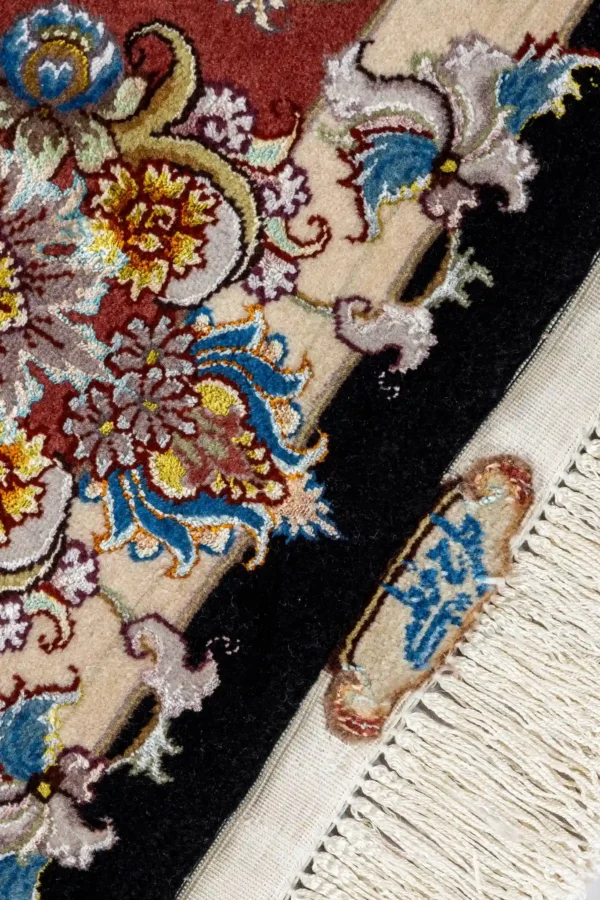 Hand-knotted Persian Tabriz Khatibi silk and wool rug with floral medallion, 60 Raj, 3 sqm