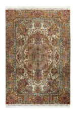 Persian Tabriz fine hand-knotted carpet in 70 Raj with Salaari floral medallion design in wool and silk, 9 sqm – Parsa Rugs