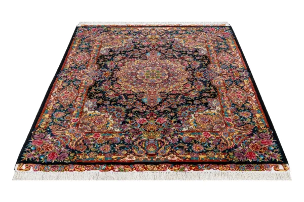 Midnight Garden -  Luxury  Hand-knotted Tabriz Rug - Image 3