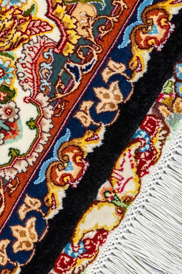 Pair of hand-knotted Persian Tabriz rugs in silk and wool with intricate Salaari floral motifs – approx. 6 sqm, 60 Raj knot density