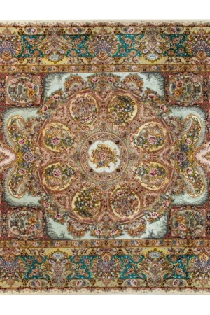 Tabriz Zaare Persian twin carpets, hand-knotted silk and wool, 65 Raj, pastel tones by Parsa Rugs