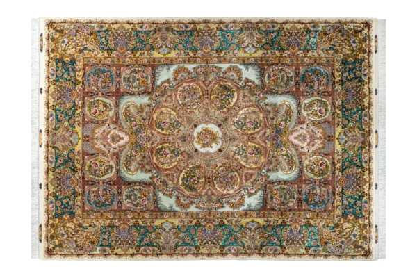 Tabriz Zaare Persian twin carpets, hand-knotted silk and wool, 65 Raj, pastel tones by Parsa Rugs