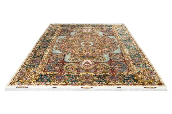 Tabriz Zaare Persian twin carpets, hand-knotted silk and wool, 65 Raj, pastel tones by Parsa Rugs