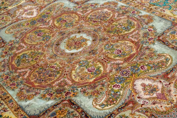 Tabriz Zaare Persian twin carpets, hand-knotted silk and wool, 65 Raj, pastel tones by Parsa Rugs