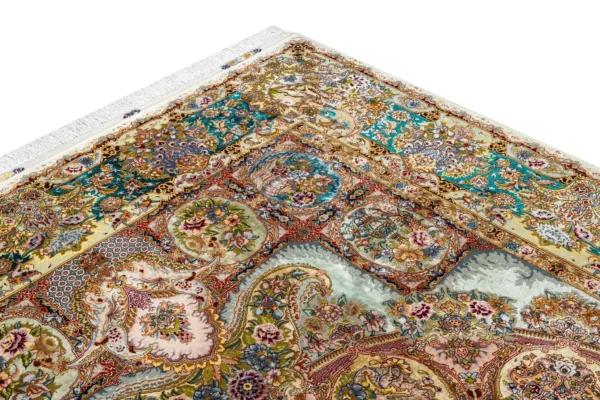 Tabriz Zaare Persian twin carpets, hand-knotted silk and wool, 65 Raj, pastel tones by Parsa Rugs