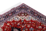 Persian Hand-knotted Tabriz Heris rug in red and navy in 3 sqm, fine wool on cotton with silk by Parsa Rugs.