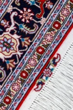 Persian Hand-knotted Tabriz Heris rug in red and navy in 3 sqm, fine wool on cotton with silk by Parsa Rugs.