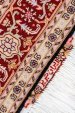 Hand-knotted Heris design Persian rug from Tabriz in black and deep red tones by Parsa Rugs—woven in fine wool with silk.