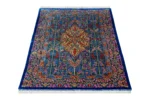 Qom silk carpet 80 Raj with lachak toranj design – hand-knotted Persian rug in blue, ruby, and gold – full natural silk by Parsa Rugs