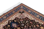 Hand-knotted Persian Heris rug from Tabriz in navy, black, and beige with silk, 2x1.5 fine wool carpet by Parsa Rugs