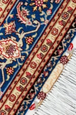 Hand-knotted Persian Heris rug from Tabriz in navy, black, and beige with silk, 2x1.5 fine wool carpet by Parsa Rugs