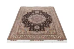 Hand-knotted Tabriz Heris rug in black and ivory with rose and pastel details, fine wool and silk accents, 3 sqm Parsa Rugs.